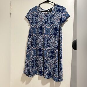 Derek Heart Navy and Peach Paisley Swing Dress